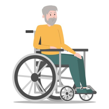 Tekerlekli sandalyedeki yaşlı adam izole edildi. Engelli adam, kıdemli adam. Sağlık sorunu. Engelli bir erkek.