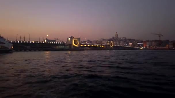 Galata Bridge Istanbul Night Motion Lapse — 图库视频影像