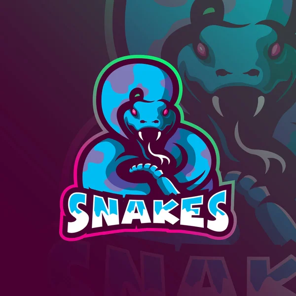 Modelo de logotipo de mascote de jogo esport de cobra vector modern head  snake logo vector