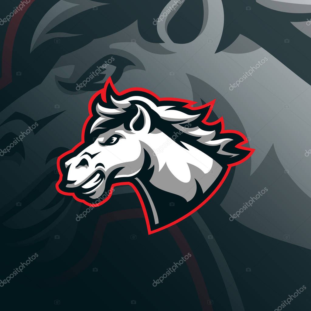 Horse mascot logo design vector with modern illustration concept style for badge, emblem and tshirt printing. head horse illustration.