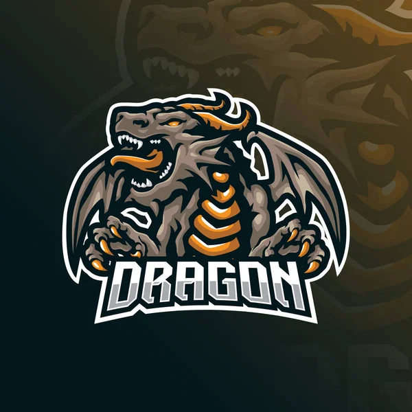 Dragon Mascot Logo Design Modern Illustration Concept Style Badge Emblem — Stock Vector