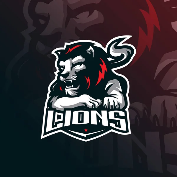 Lion Mascot Logo Design Modern Illustration Concept Style Badge Emblem — Stock Vector