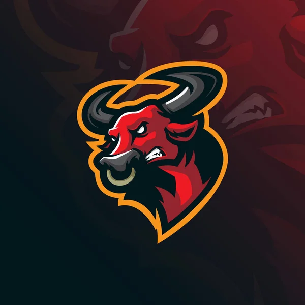 Bull Maskot Logo Design Vektor Moderním Konceptem Ilustrace Styl Pro — Stockový vektor