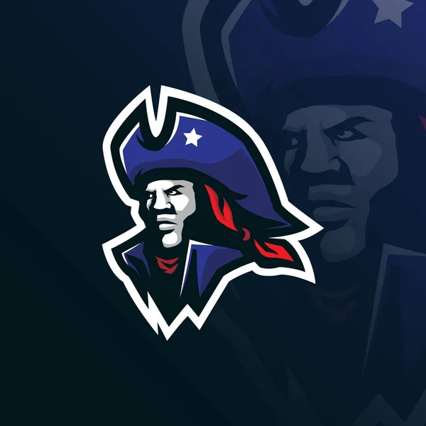 Patriot Mascot Logo Design Vector Modern Illustration Concept Style Badge — Stock Vector