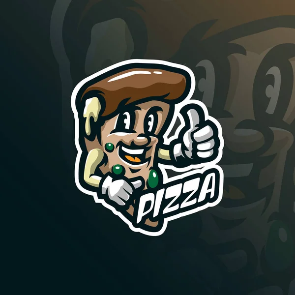 Vector Diseño Del Logotipo Mascota Pizza Con Moderno Estilo Concepto — Vector de stock