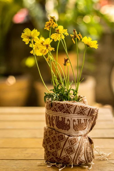 布で包まれた美しい黄色の花. — ストック写真