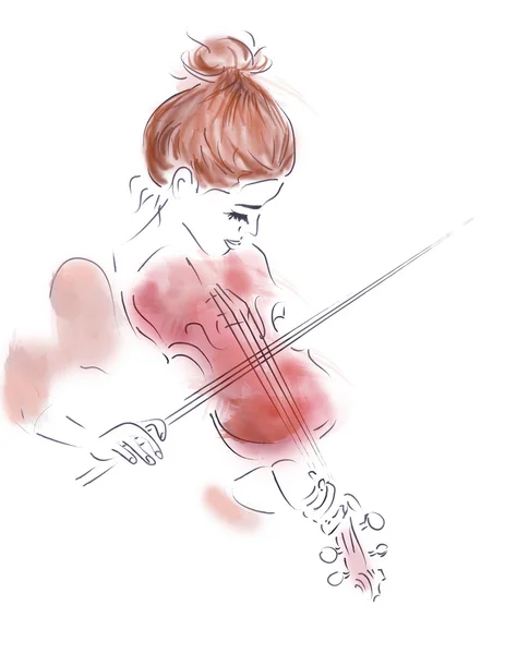Lány játszik a hegedű — Stock Fotó