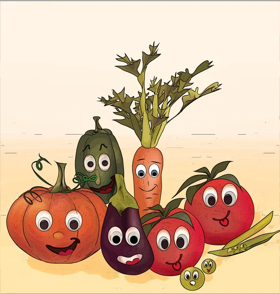 Coleção de Ilustrações de Vegetais Animados — Fotografia de Stock