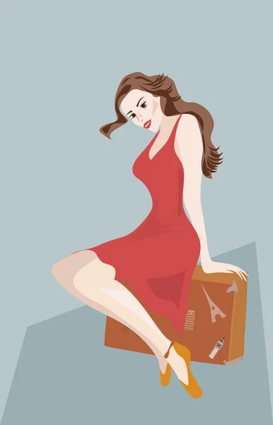 Женщина с чемоданом — стоковый вектор