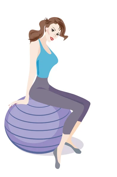 Woman with Exercise Ball — Stock Vector