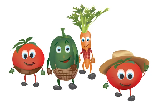 Cartoon Gemüse mit Kleidung — Stockvektor
