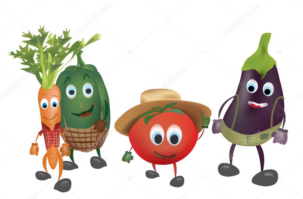 Set of  Cartoon Vegetables with Clothes