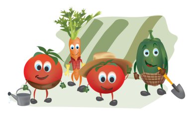Illustration of Cartoon Vegetables