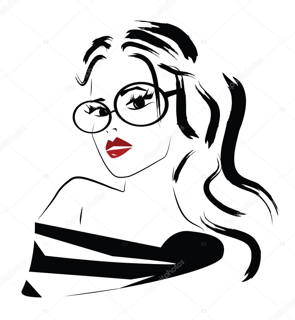 Descargar Hermosa mujer de moda con gafas — Ilustración