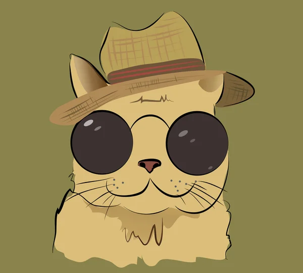 Gato lindo con sombrero — Vector de stock