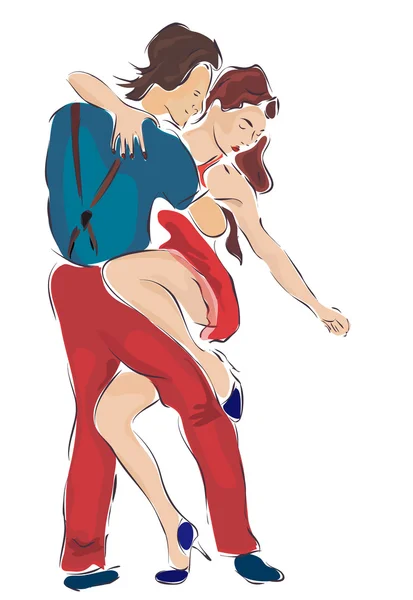 Ilustrasi dari pasangan menari - Stok Vektor