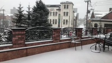 OTARU, JAPONYA - 6 Şubat 2020 Hokkaido 'da Güzel Kış Günü