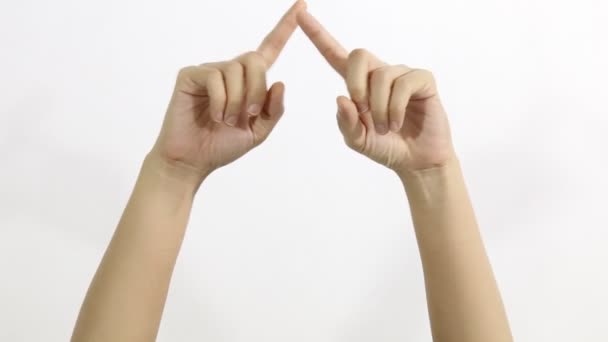 Expresión de rechazo cruzando dedos haciendo signo negativo — Vídeos de Stock