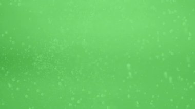 Yeşil ekranda yukarı doğru yüzen oksijen kabarcıkları. Cilt bakımı, serum, temiz güzellik, tazelik, nem, kozmetik reklamlar ve yüz ürünü görselleri için mükemmel üç boyutlu element..