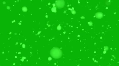 Yumuşak Kış Kar Parçacıkları Alanın Derinliğine Düşerek Canlı Yeşil Krom Arkaplana Karşı.