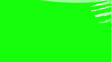 Yeşil ekran arka planında beyaz boya fırçası darbesi geçişleri