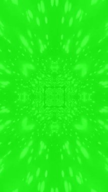 Parlayan ışıkları olan yeşil soyut parçacıklar tünel hareket arkaplanı