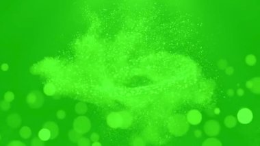 Soyut Yeşil Bokeh ve Parıldayan Parçacıklar Arkaplan Döngüsü