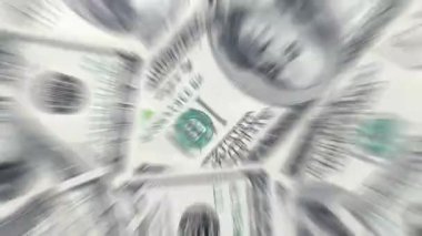 Yüzeye saçılmış yüz dolarlık banknotlar.