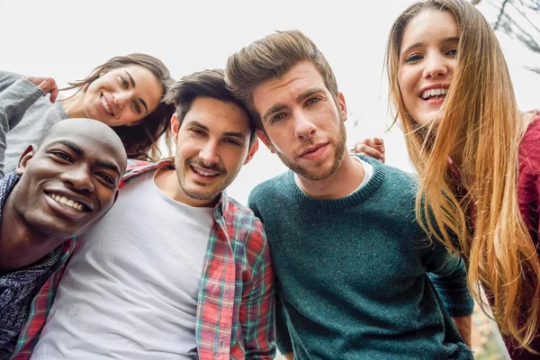 Multiracial group of friends taking selfie — Stock Photo, Image