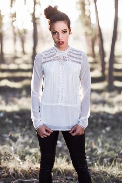 Young woman with green eyes wearing casual clothes — Stock Photo, Image