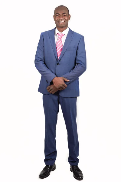 Black businessman wearing suit and tie smiling — Stock Photo, Image