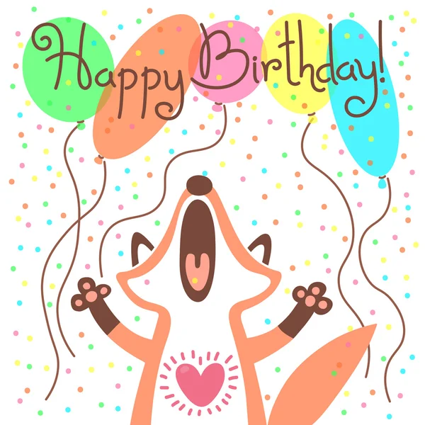 Cute happy birthday card with funny puppy. Stock Vector Image by ...