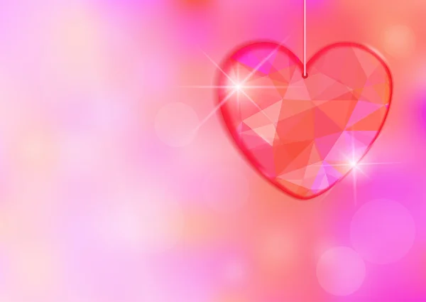 День Святого Валентина карт з дорогоцінний серце на тлі світло ефект. — стоковий вектор