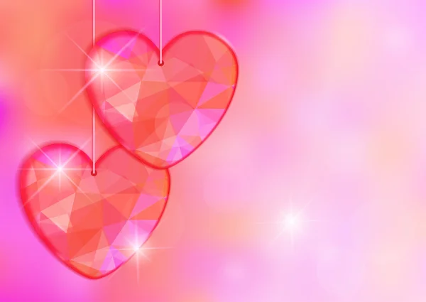 Открытка ко Дню Святого Валентина с драгоценным сердцем на фоне светового эффекта . — стоковый вектор