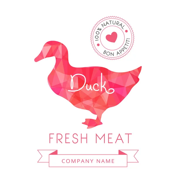 Immagine simbolo di carne anatra sagome di animali per menu di design, ricette e confezioni prodotto — Vettoriale Stock