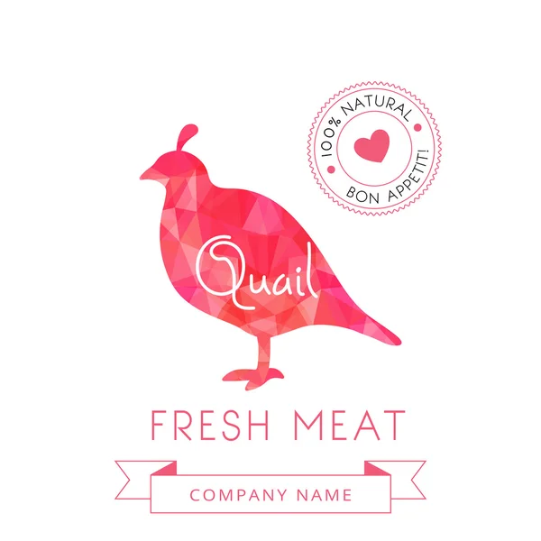 Image meat symbol quail silhouettes of animal for design menus, recipes and packages product — Stock Vector