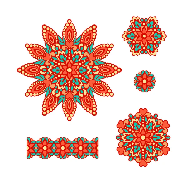 Abstract Flower Patterns. Decorative ethnic elements for design. — Stock Vector