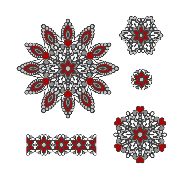 Motifs abstraits de fleurs. Éléments ethniques décoratifs pour le design . — Image vectorielle