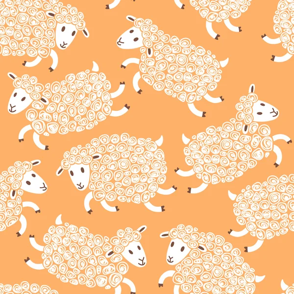 Seamless mönster med söta får. — Stock vektor