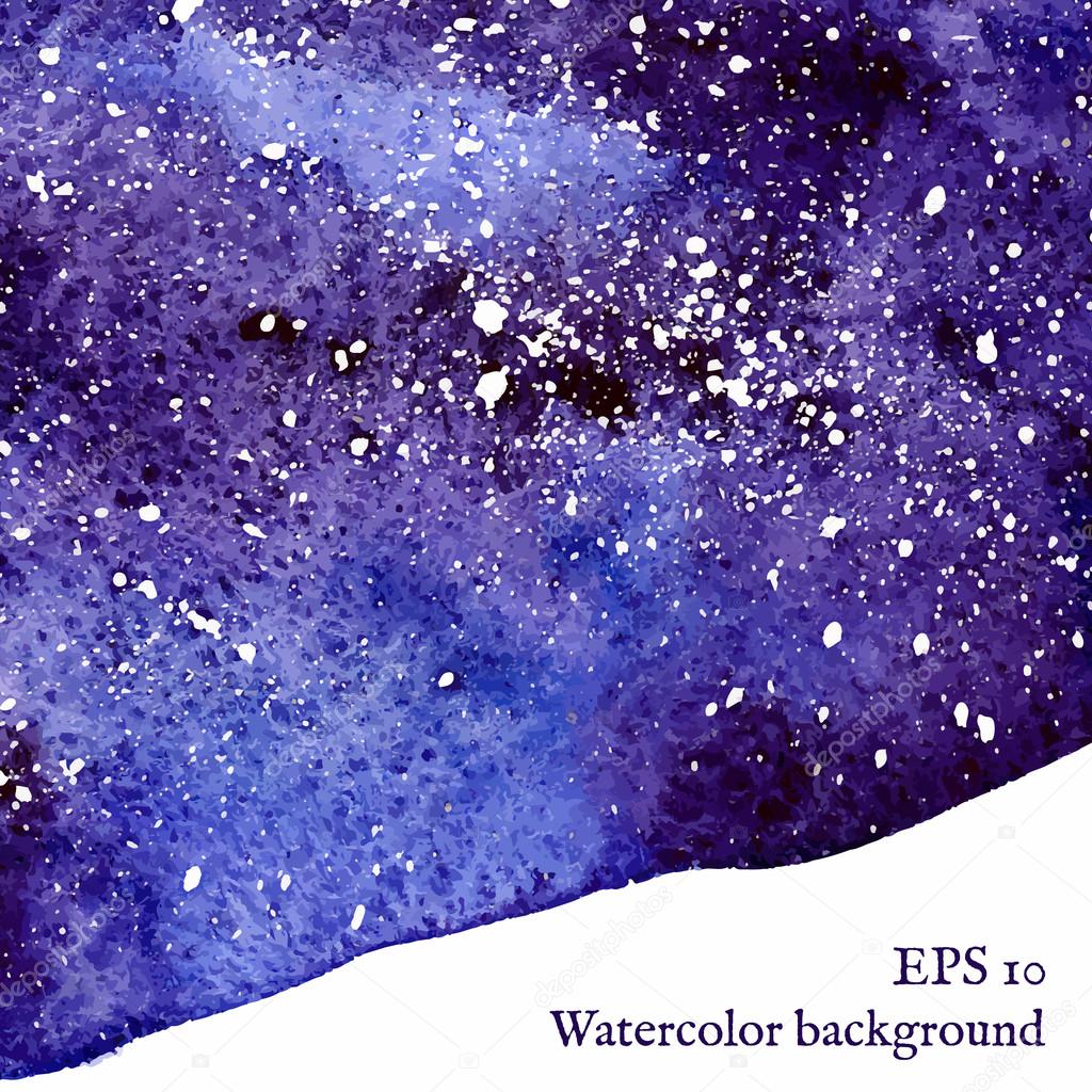 Blue space background. Watercolor Vector illustration.