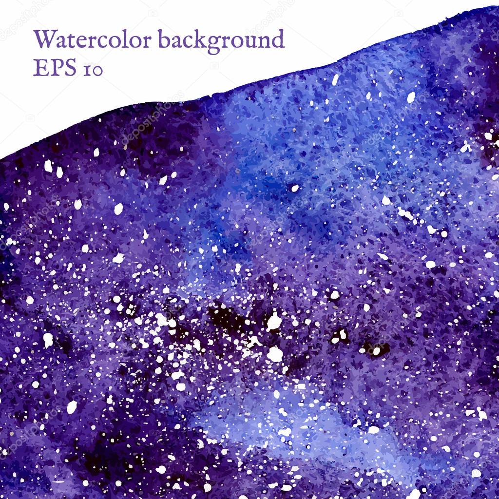 Blue space background. Watercolor Vector illustration.