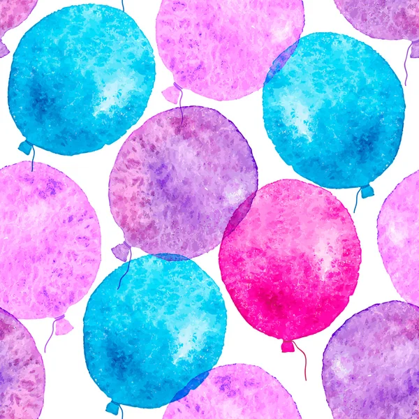 Nahtloses Muster mit bunten Aquarell-Luftballons. — Stockvektor
