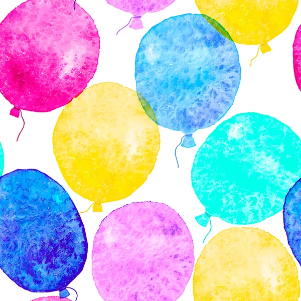 无缝模式与五颜六色的水彩气球. — 图库矢量图片