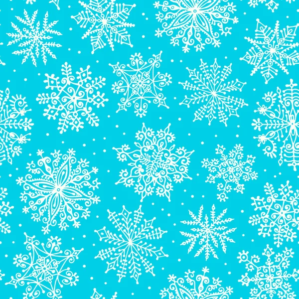 Flocons de neige dessinés à la main. Modèle sans couture . — Image vectorielle