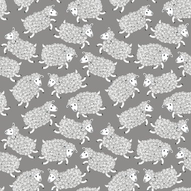 Sevimli koyunlarla kusursuz desen.