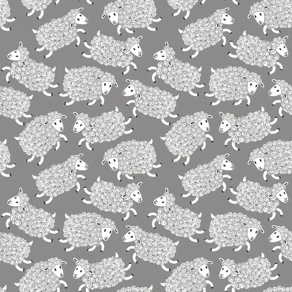 Seamless pattern with cute sheep. — Stock Vector