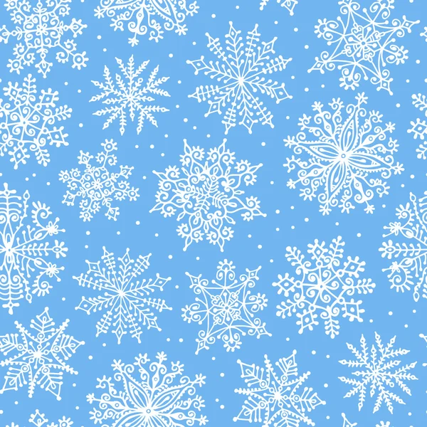 Flocons de neige dessinés à la main. Modèle sans couture . — Image vectorielle