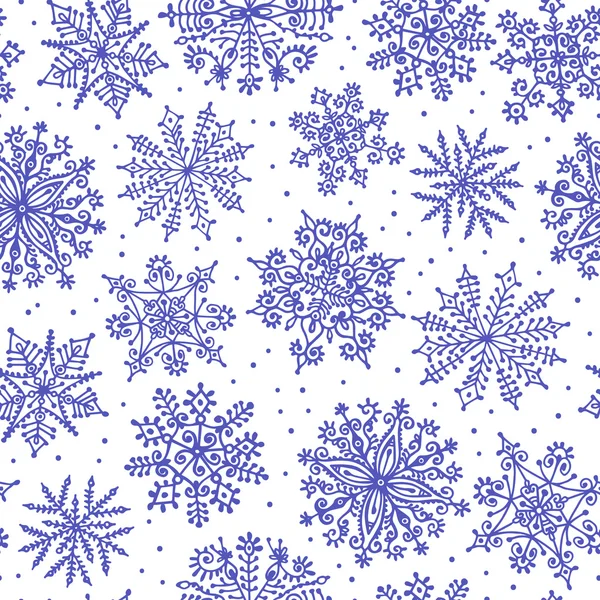 Flocons de neige dessinés à la main. Modèle sans couture . — Image vectorielle