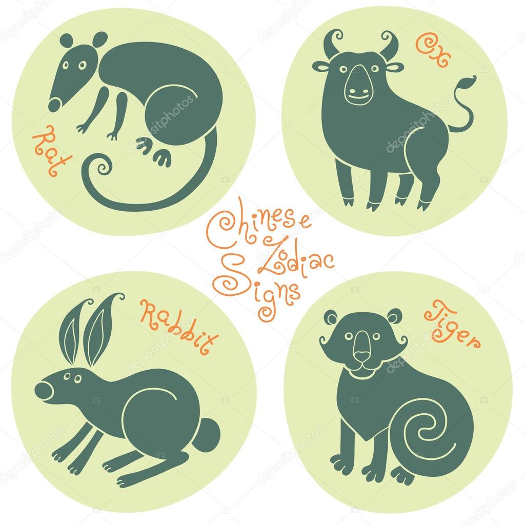 Set signs of the Chinese zodiac.