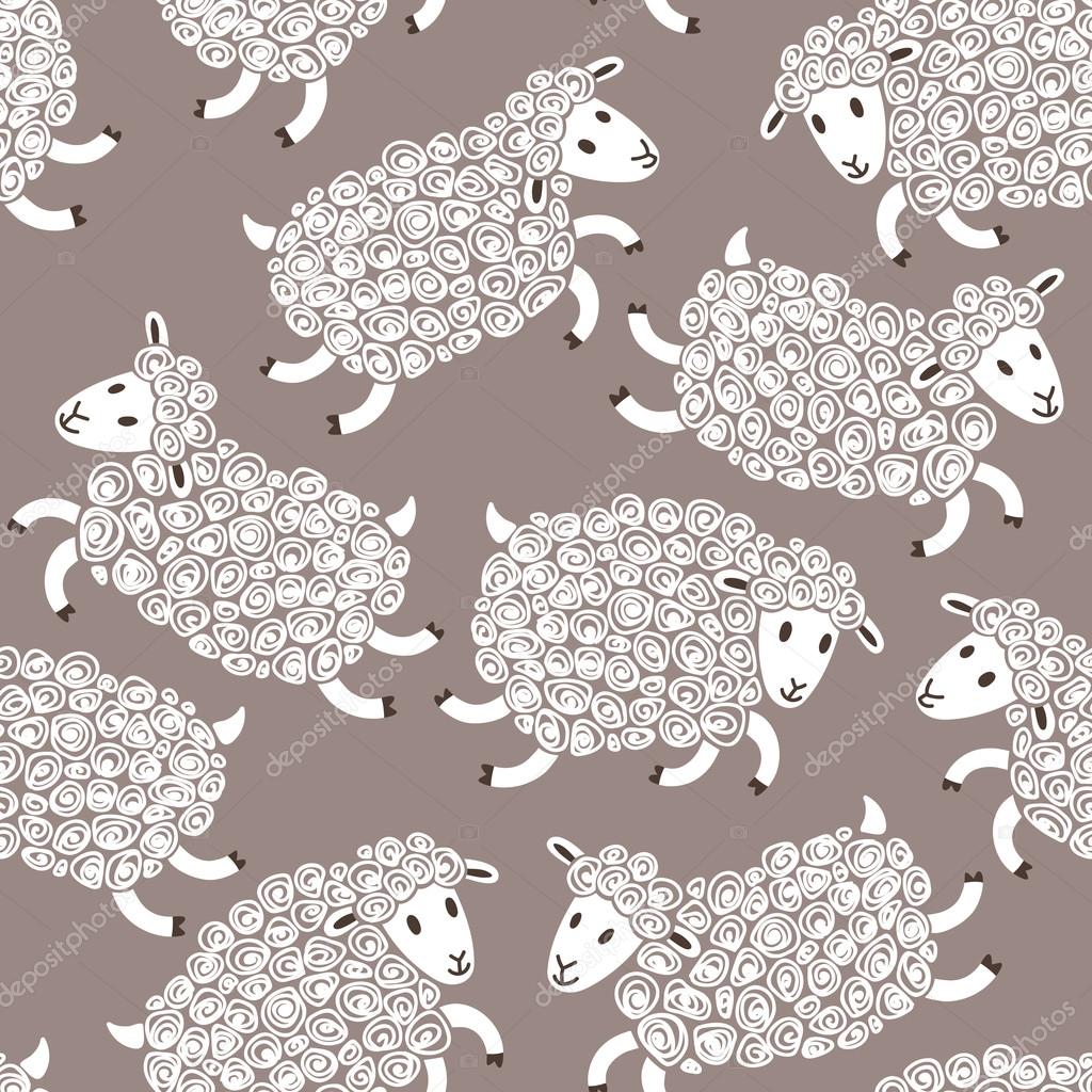 Seamless pattern with cute sheep.